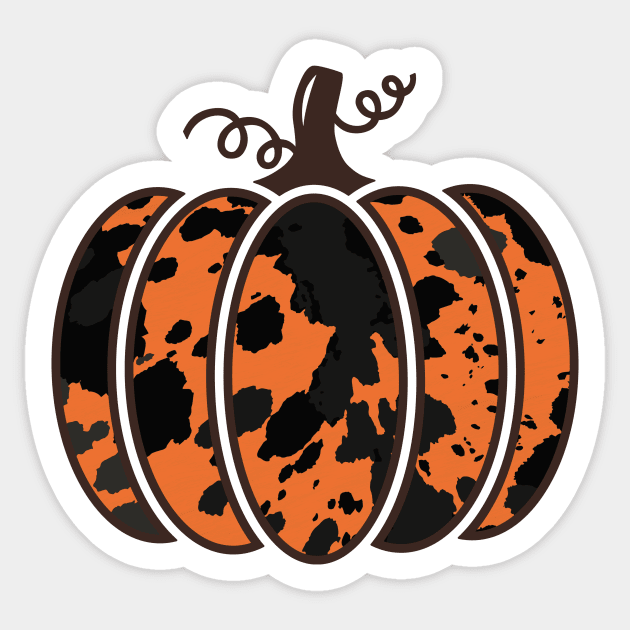 Cute Thanksgiving Cow Print Pumpkin Sticker by Asilynn